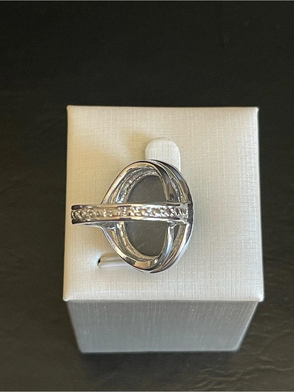 Silver tone Aqua blue ring.